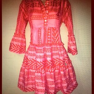 Misslook Pink & Red Geometric Mini Dress Medium